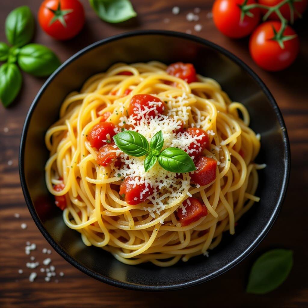Golden Noodles with Tomatoes and Cheese