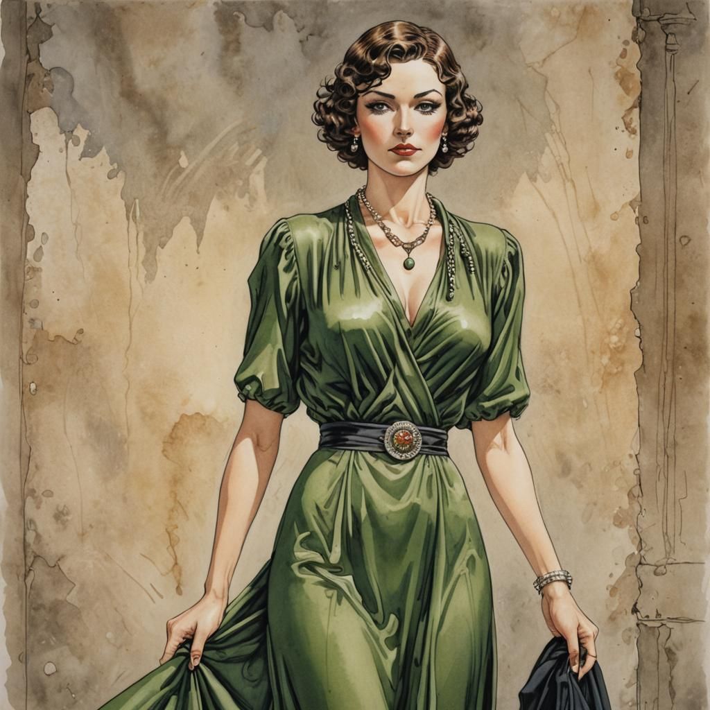 Elegant Woman Portrait in Comic Book Style