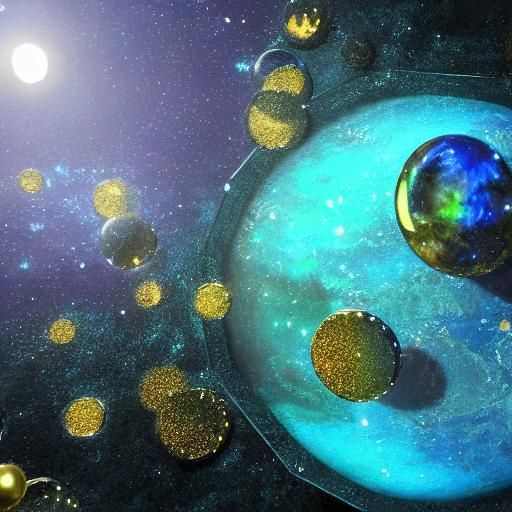 Labradorite, Turquoise Gems, and Moon in Glass Bubbles