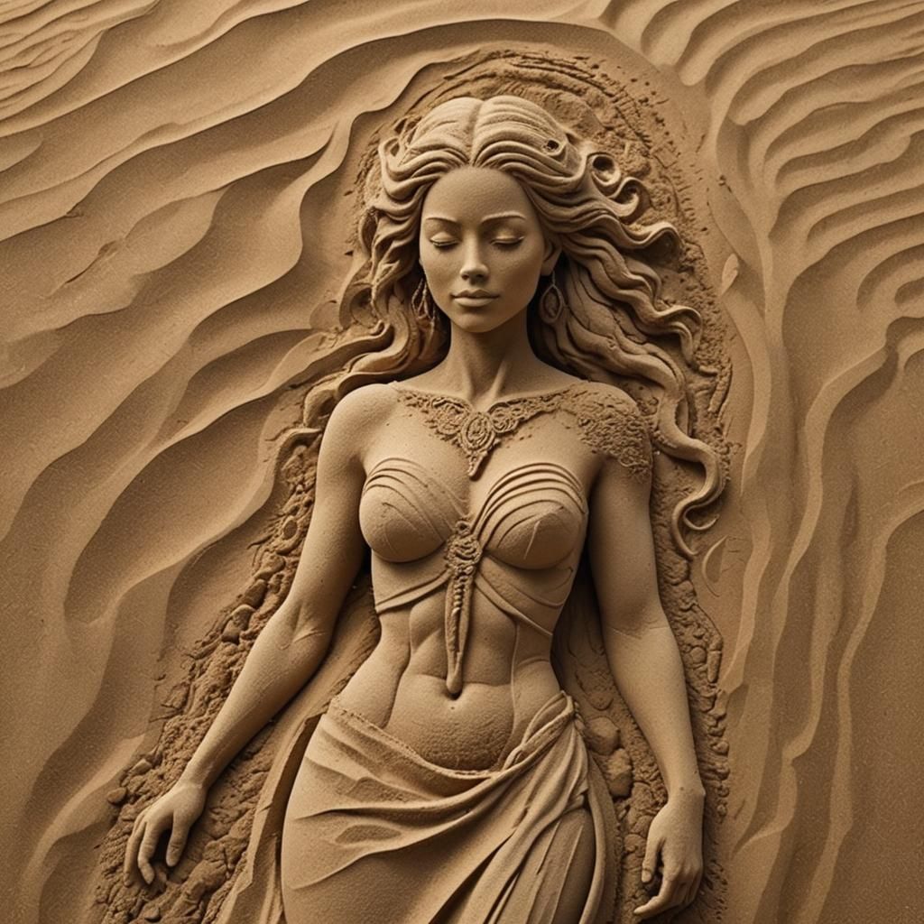 Sand Elemental Sculpture of a Woman