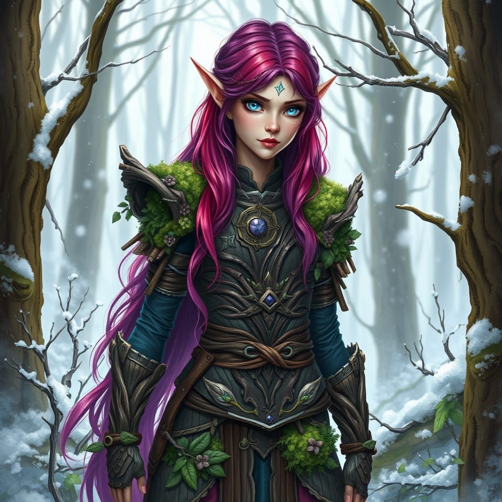 Ethereal Elven Druid in Winter Wood Armor
