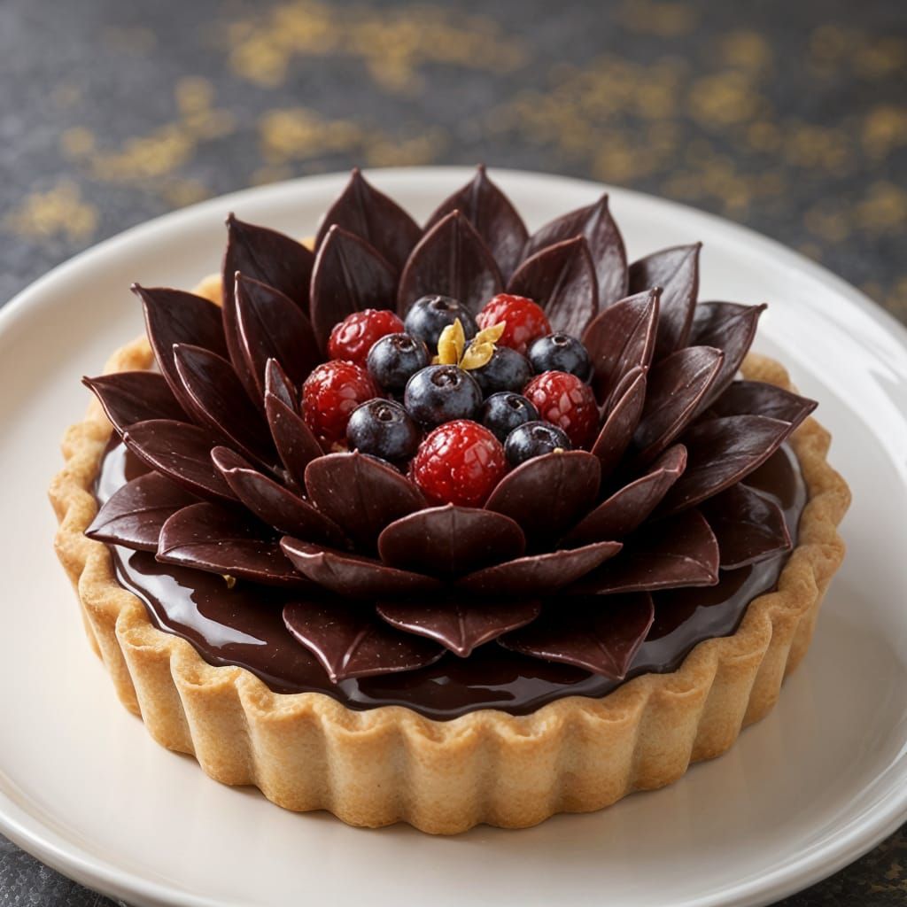 Edible Gold Chocolate Flower Tart