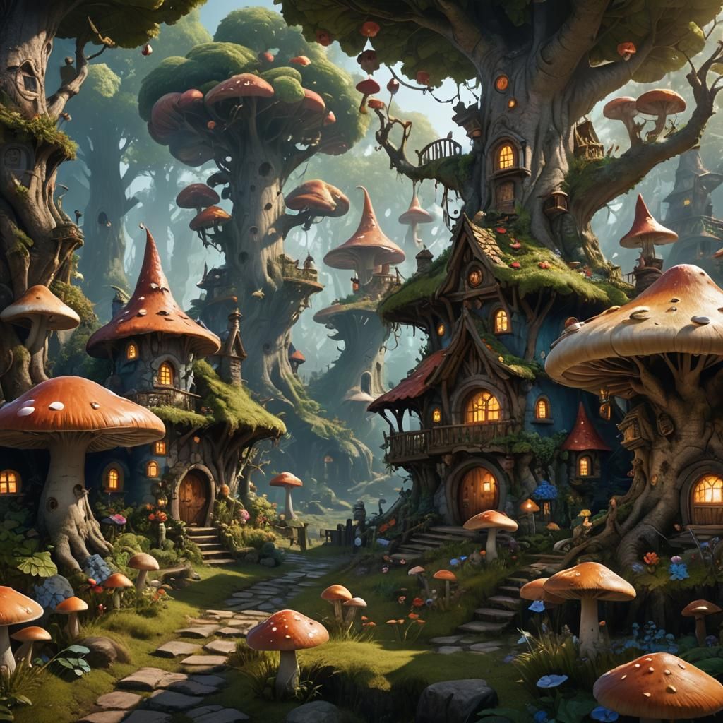 Enchanted Faerie Realm in Detailed Matte Painting