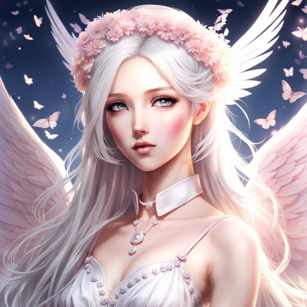 Angelic Girl in Kodomo Anime Style, Hyper-Detailed Painting