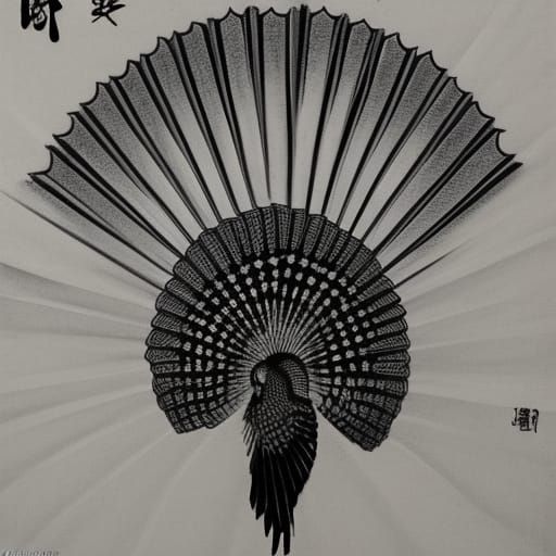 Monochrome Turkey Head in Chinese Painting Style