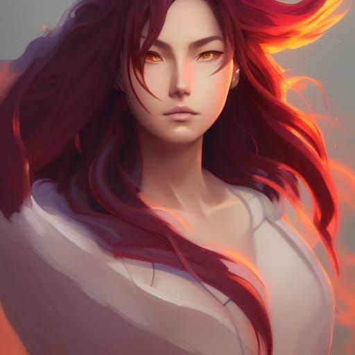 Anime Phoenix Portrait in Hyperdetailed Style