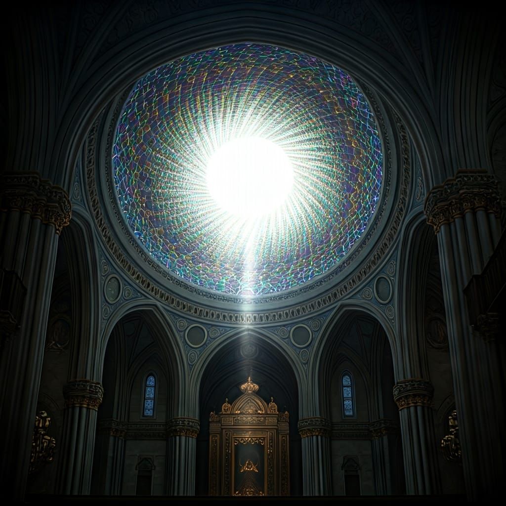 Synagogue Ceiling Becomes Neon Geometric Kaleidoscope