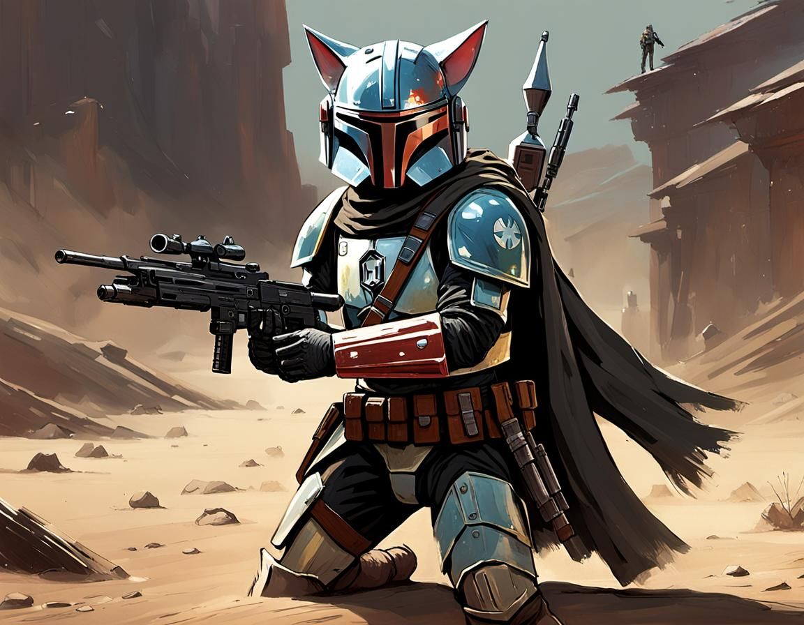 Anthropomorphic Cat Mandalorian Concept Art
