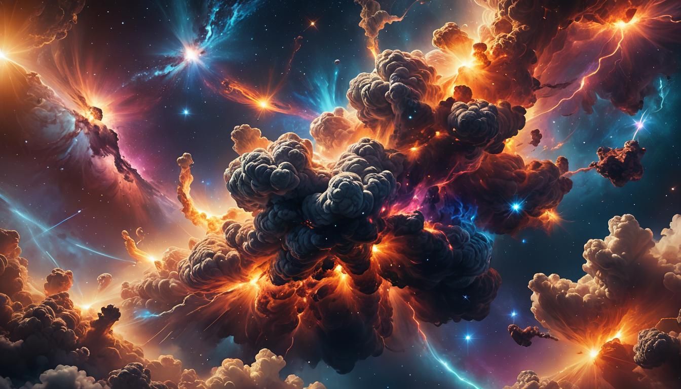 Primordial Universe in Vibrant Hyper-Realistic Concept Art