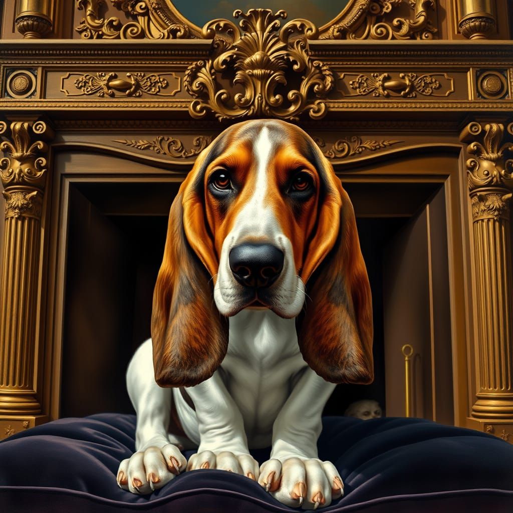 Regal Basset Hound Portrait with Expressive Ears