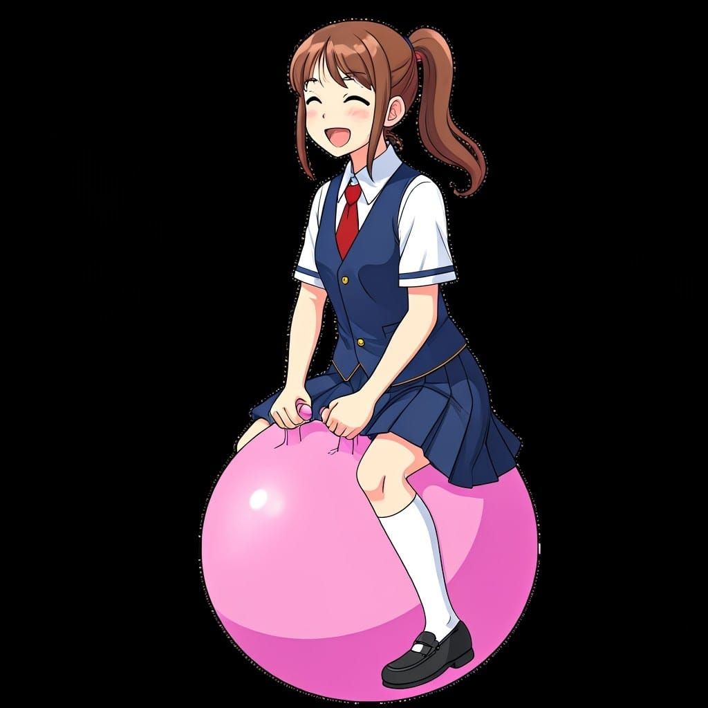 Whimsical Haru Yoshioka Bounces on a Pink Hopper Ball in Ghi...
