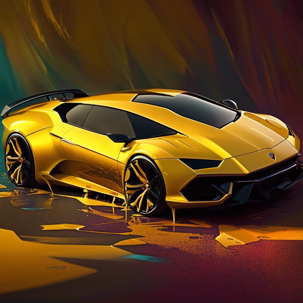 Yellow Lamborghini Estoque in Splash Art Style