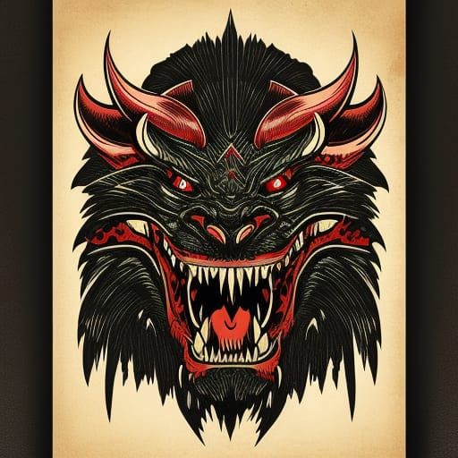 Goblin Magic Portrait in Edo Shin-Hanga Style