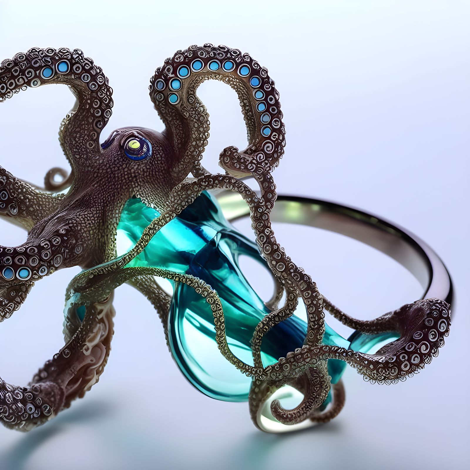 Glass Octopus Sculpture Holding Wedding Ring