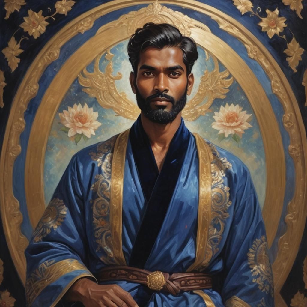 Celestial South Asian King in Art Nouveau Style