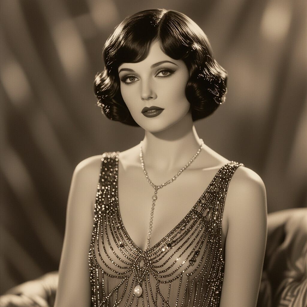 1920s Glamour Model in Vintage Sepia Photograph