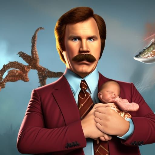 Ron Burgundy's Surreal Encounter: Detailed Matte Painting