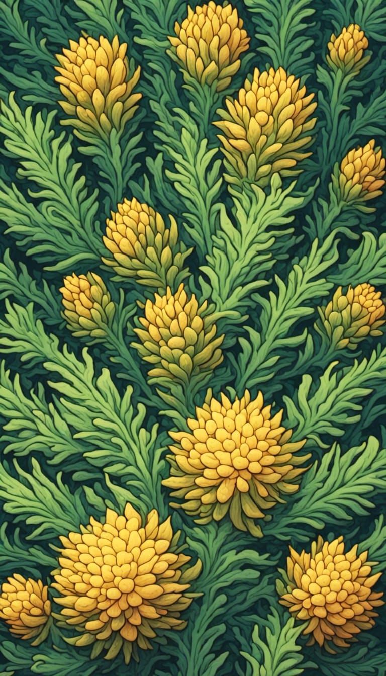 Pineapple Weed Linocut Print