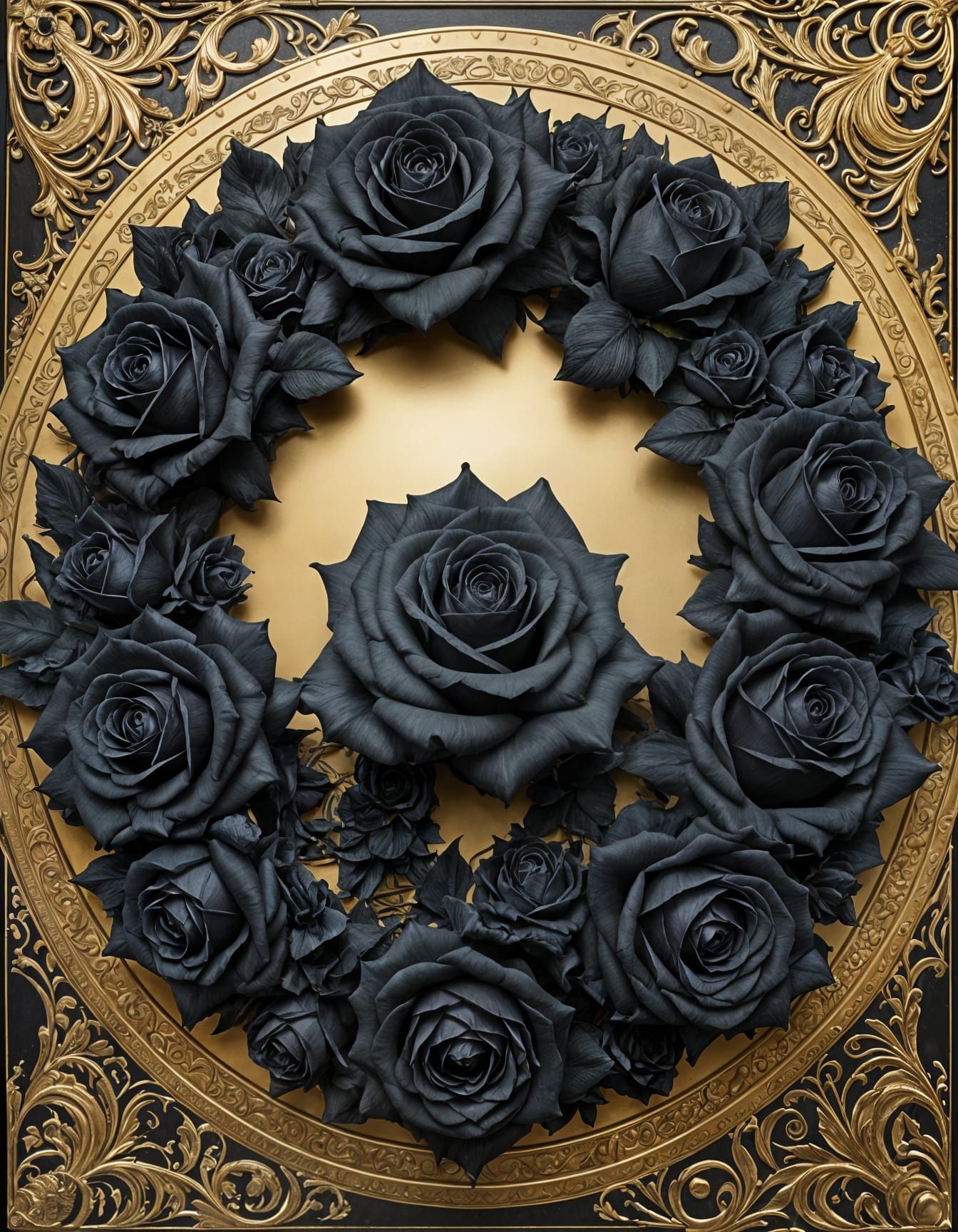 Dark Floral Surrealism in Gold