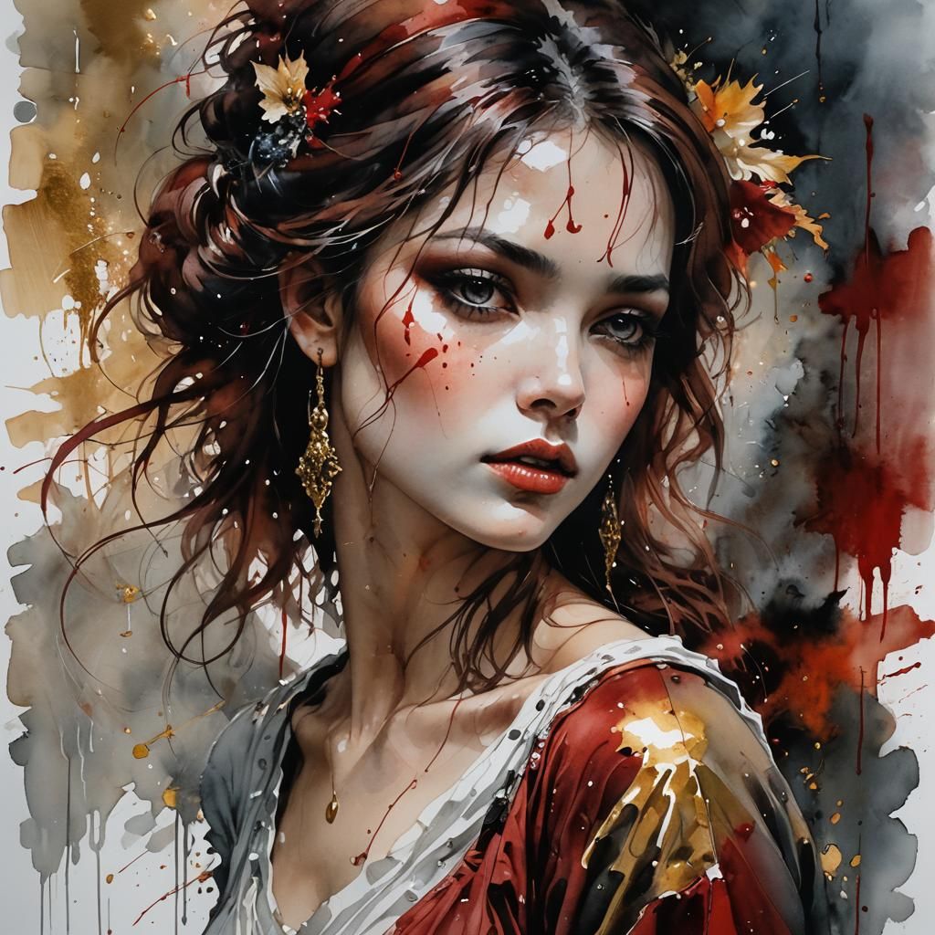 Laughing Greek God Portrait in Watercolor Style