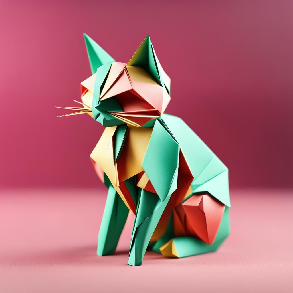 Origami Cat Papercraft in Soft Focus