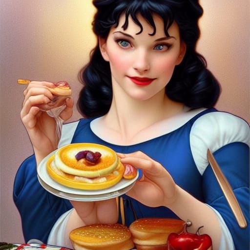 Snow White Diner Portrait in Art Nouveau Style