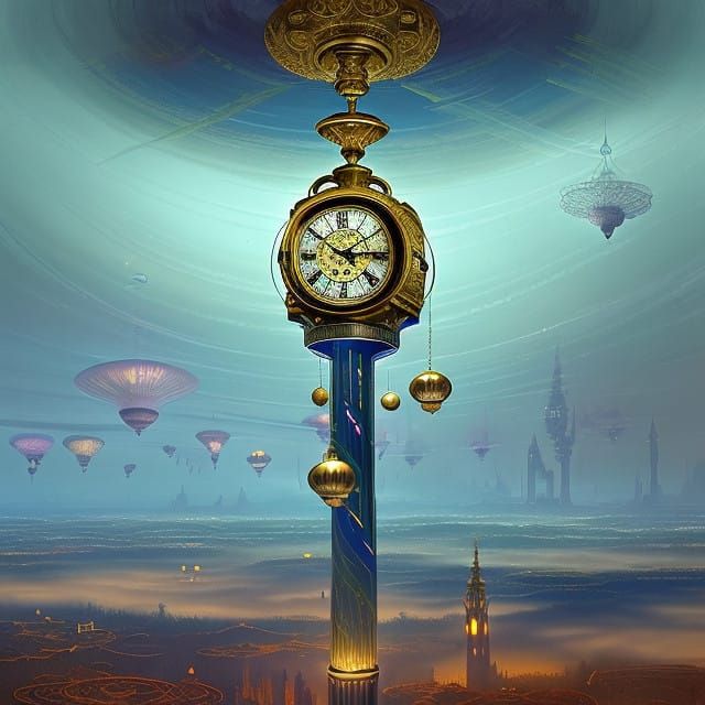 Ethereal Timeless Clocks in Liminal Space