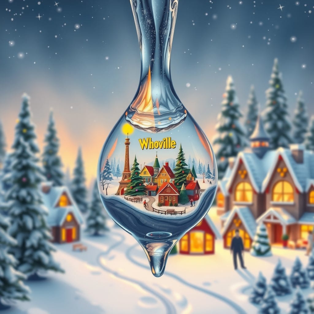 Whimsical Winter Wonderland Within an Icicle
