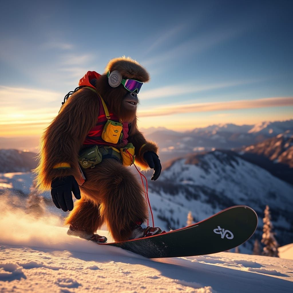 Bigfoot Snowboarding: Stylized Winter Mountain Adventure