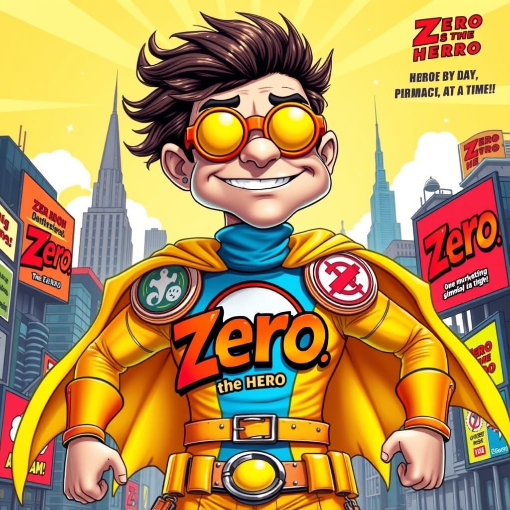 Flamboyant Hero in Gaudy Comic Book Style