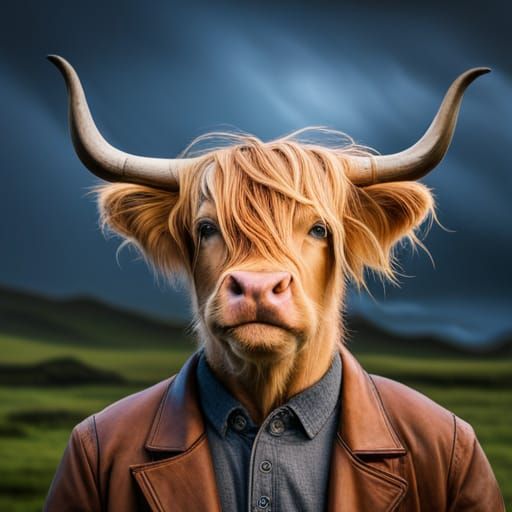 Smiling Ginger Boy with Cow Features, Digital Art