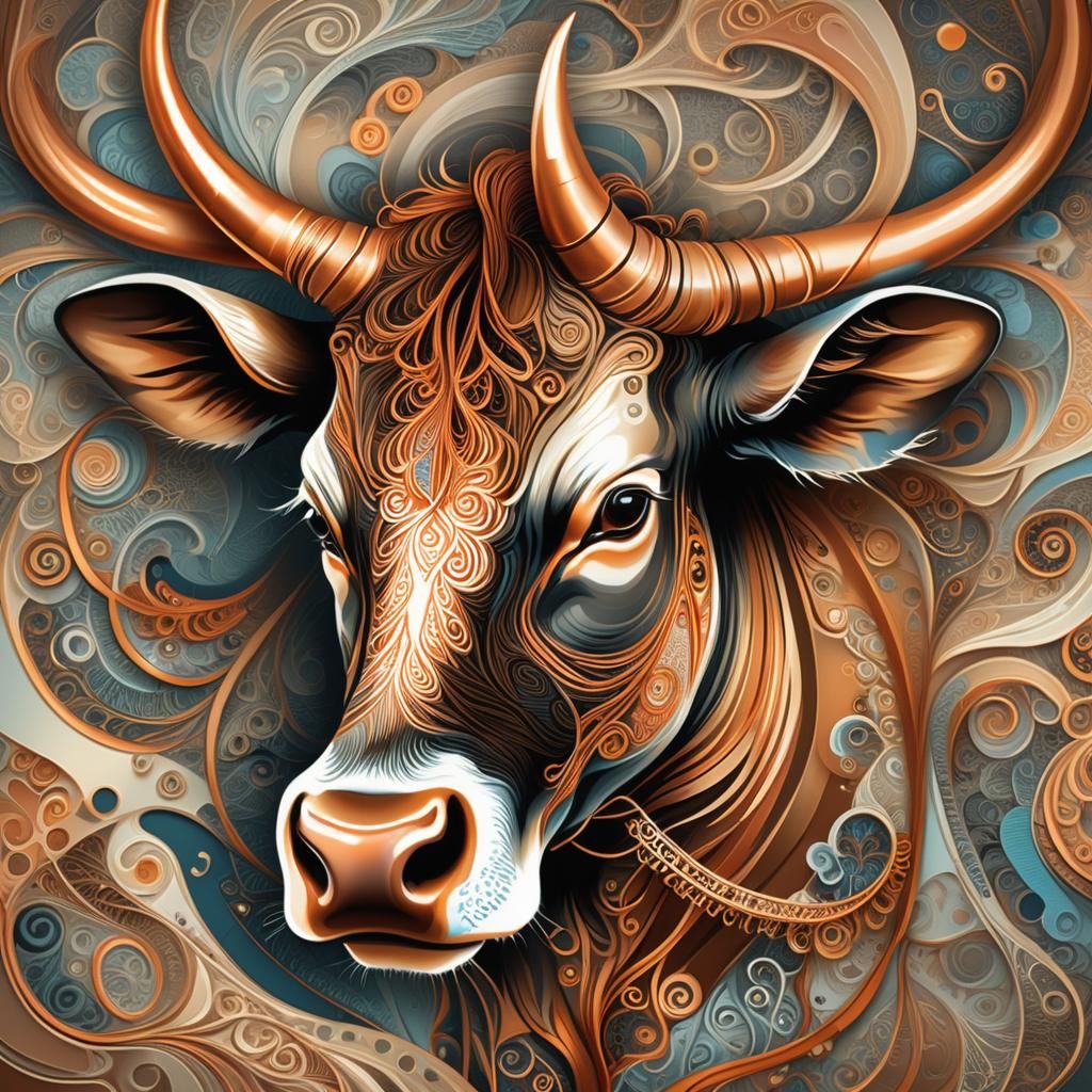 Cow with Copper Wire: Abstract Fractal Art