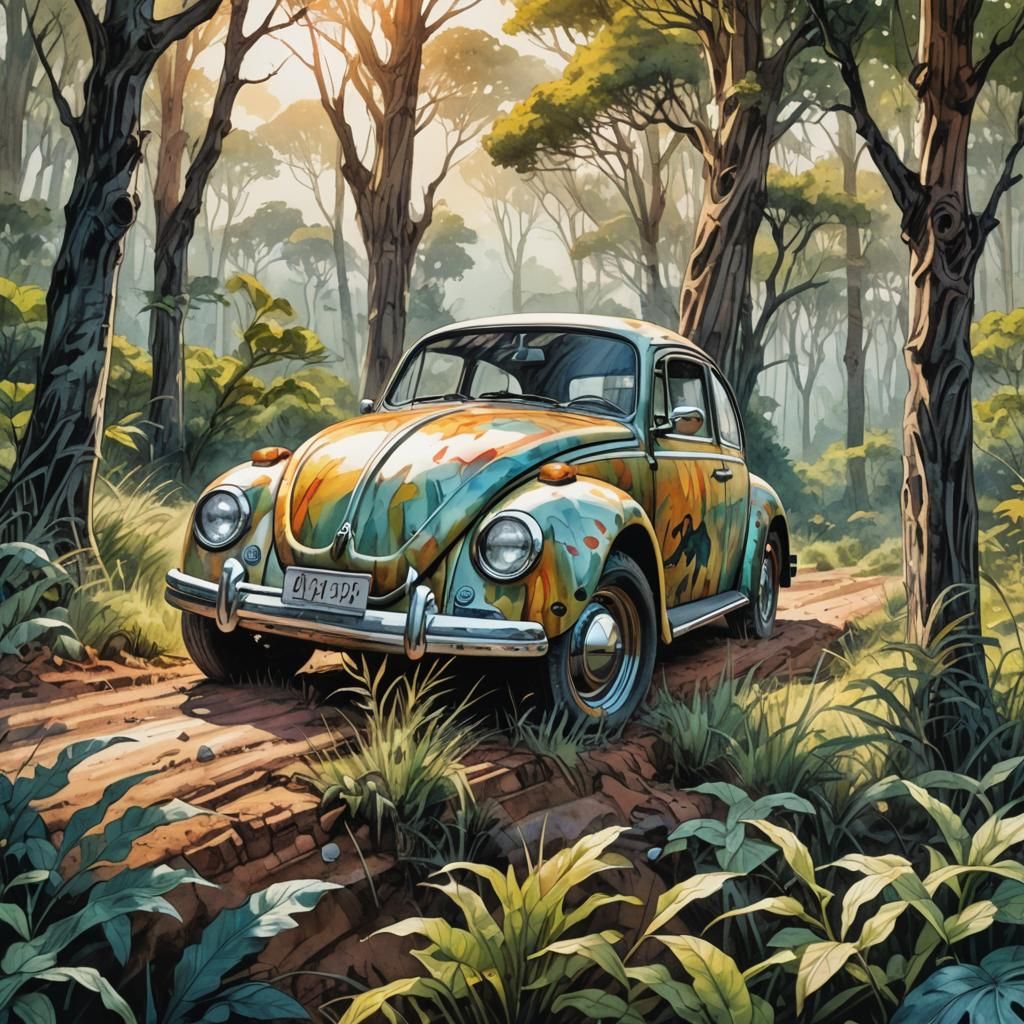 Surreal Watercolor Masterpiece in African Bush