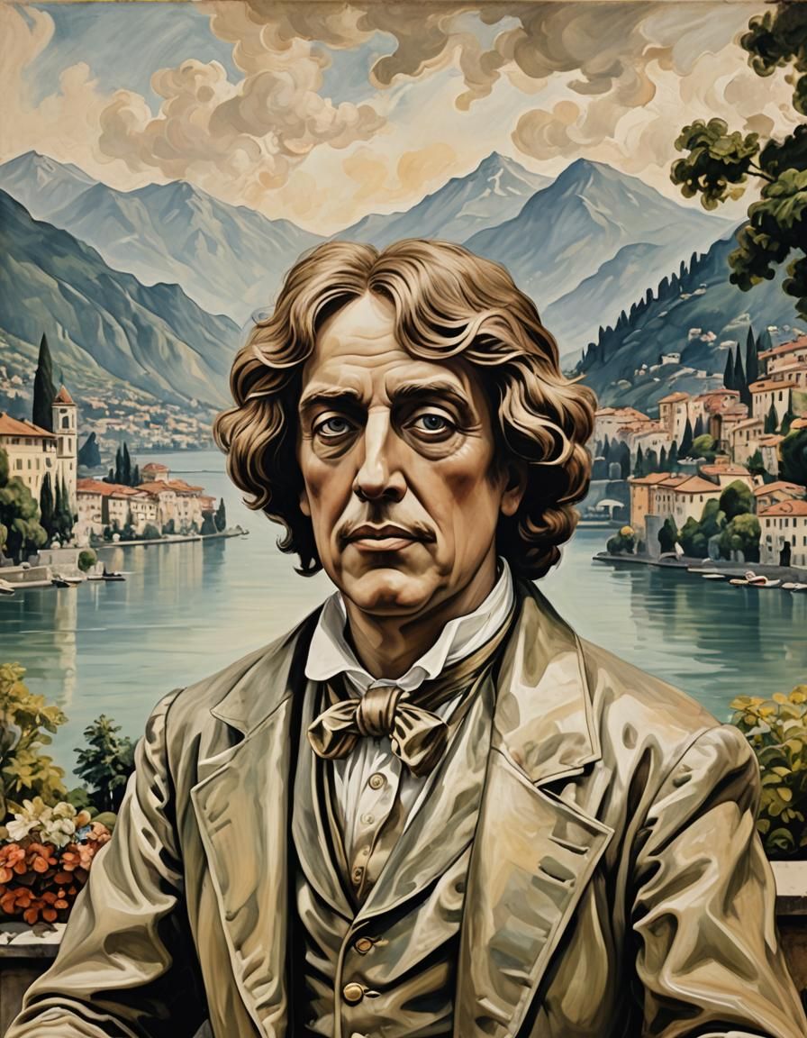 Rayonism Caricature Effigy Inspired by Rubens and Lake Como