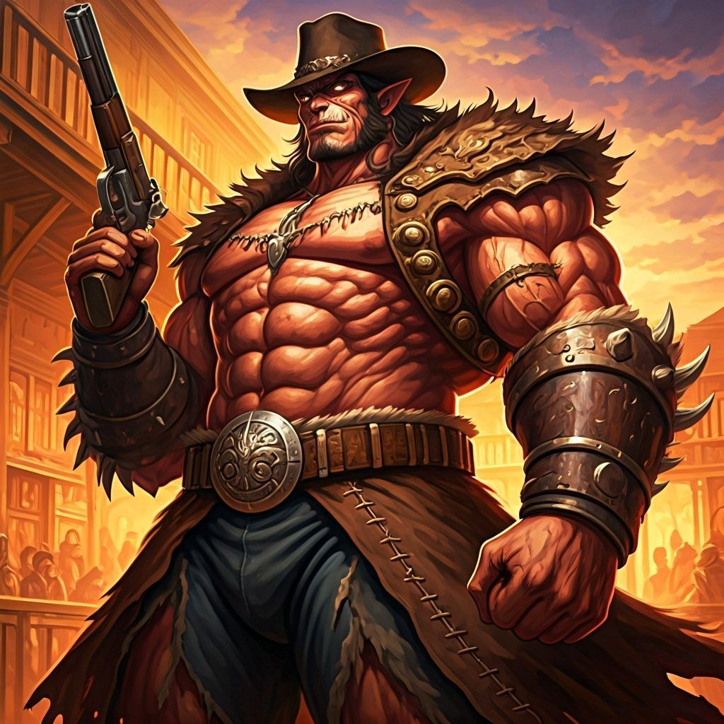 Heroic Buff Cowboy Warrior in Leather Armor