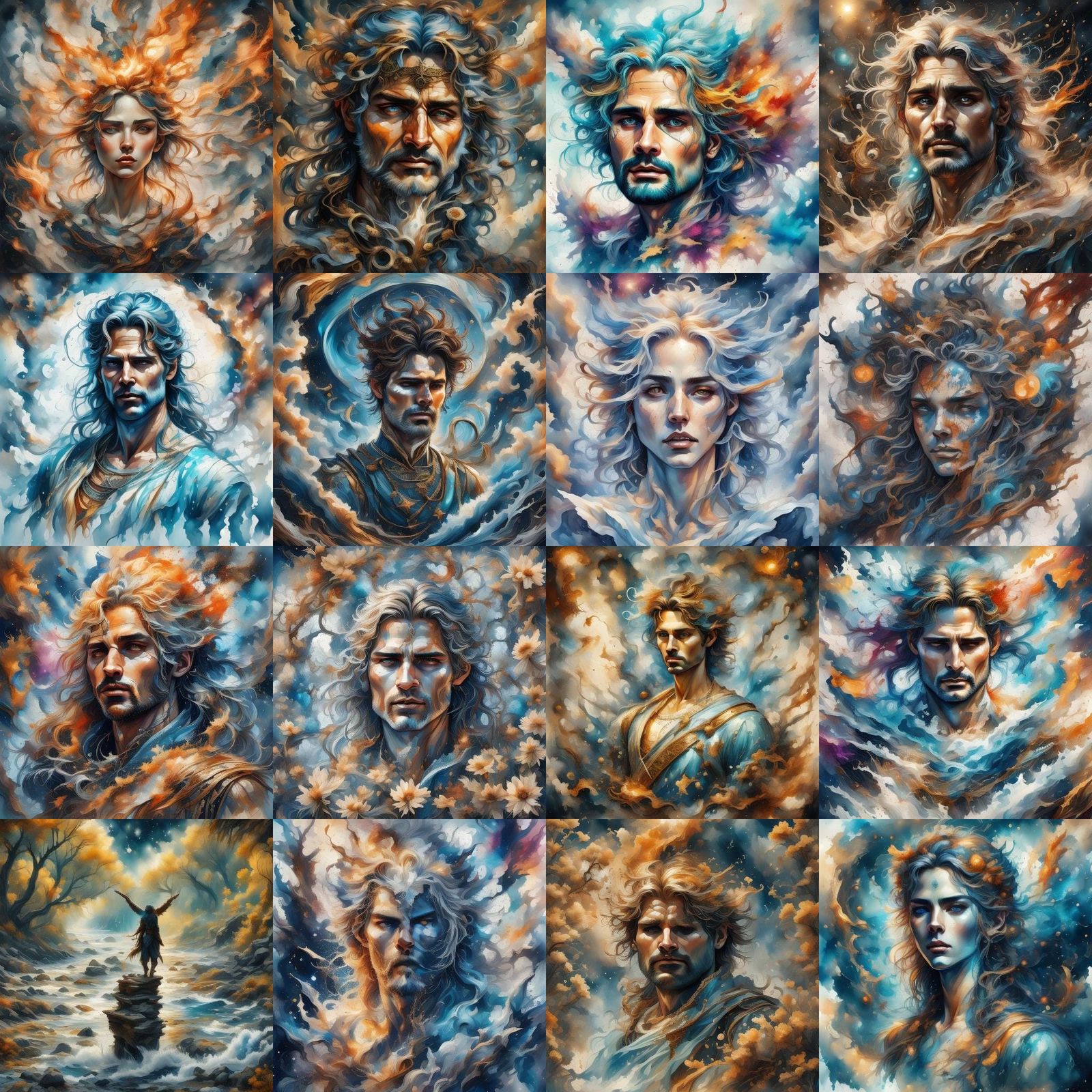 Greek God Apollo Portrait with Sunbeams