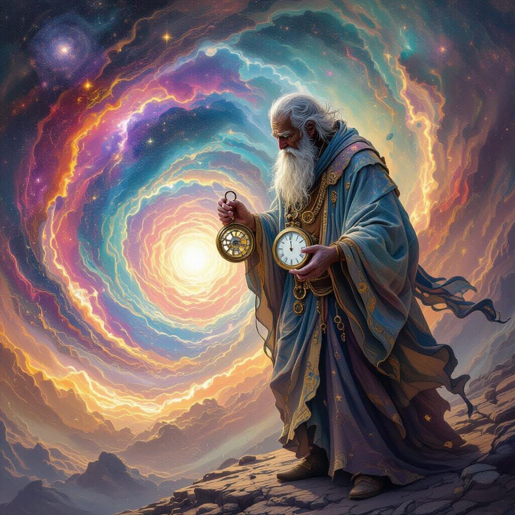 Cosmic Elder at the Vortex Edge in Abstract Style