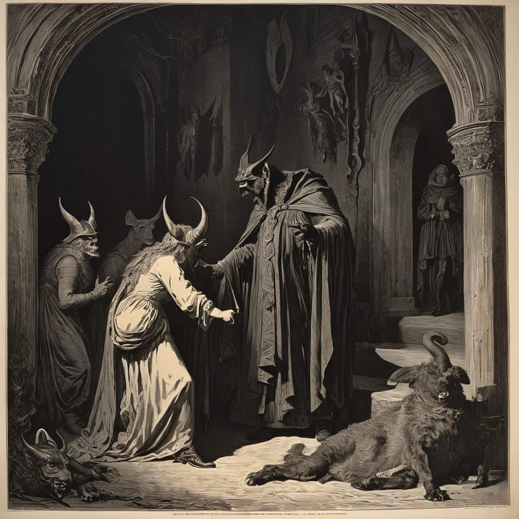 Faust's Bargain: A Lithographic Horror Masterpiece