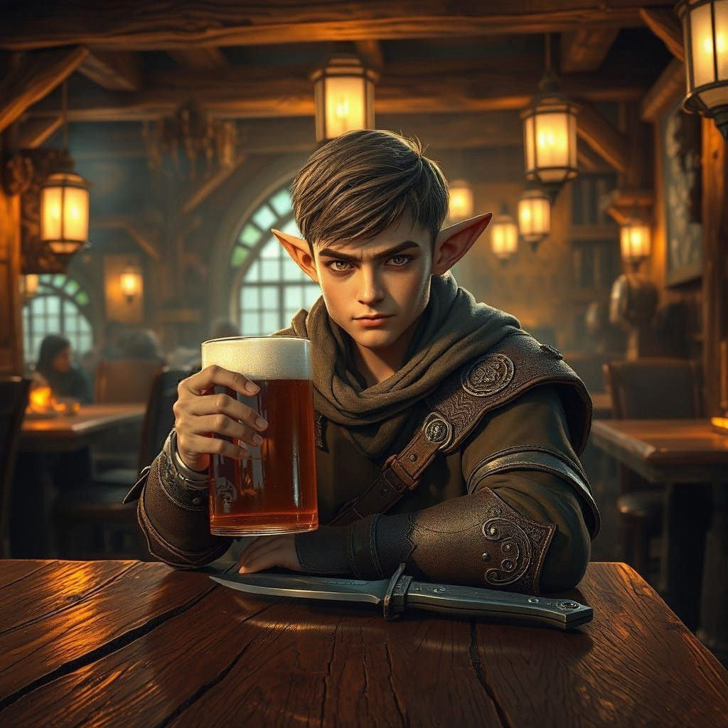 Fantasy Rogue in Tavern Setting, Detailed in Unreal Engine 5