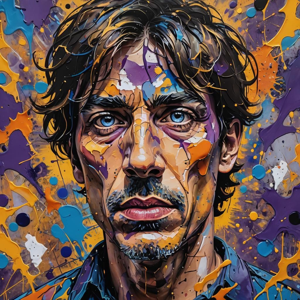 Abstract Portrait in Expressionist Splatter Art