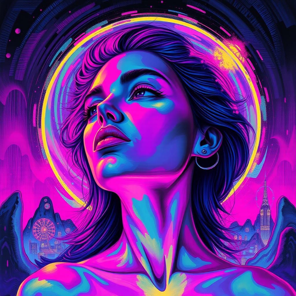 Radioactive Woman in Surreal Biomechanical Style