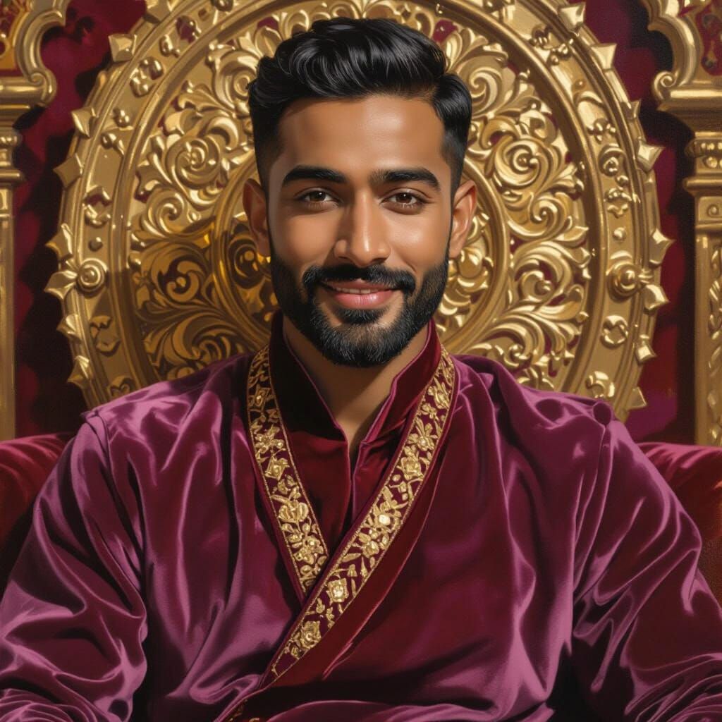 Handsome Prince in Velvet Robe, Impressionist Masterpiece