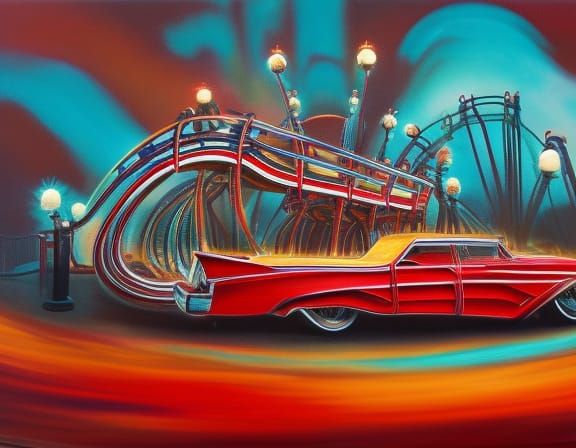 Demonic Rollercoaster Ride in Amusement Park