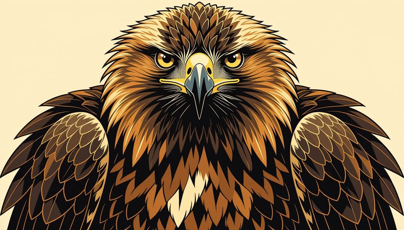 Realistic Spanish Imperial Eagle Portrait in Blackwork Style