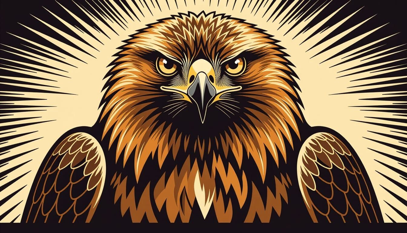 Spanish Imperial Eagle Portrait in Blackwork Style