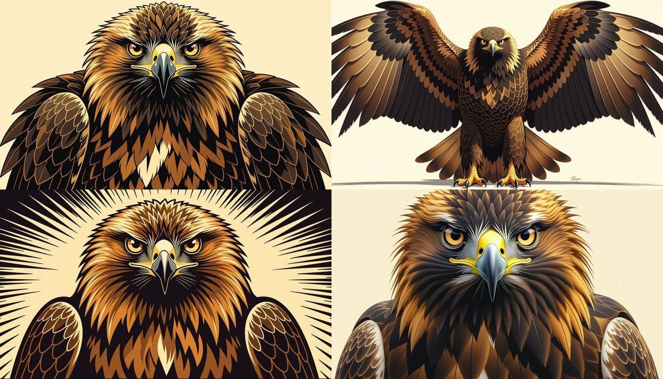 Realistic Spanish Imperial Eagle in Blackwork Style