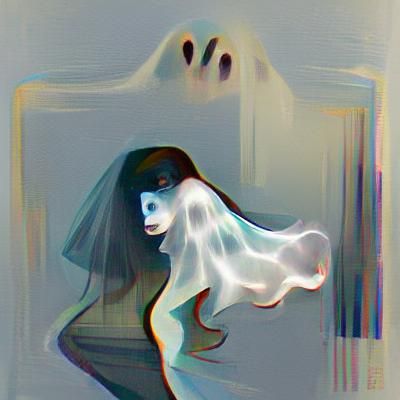 Ethereal Ghostly Woman in Spectral Light