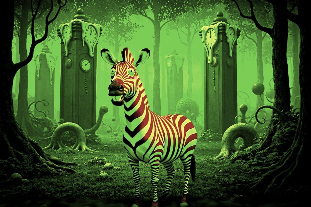 Psychedelic Zebra in Jungle, Underground Comic Art
