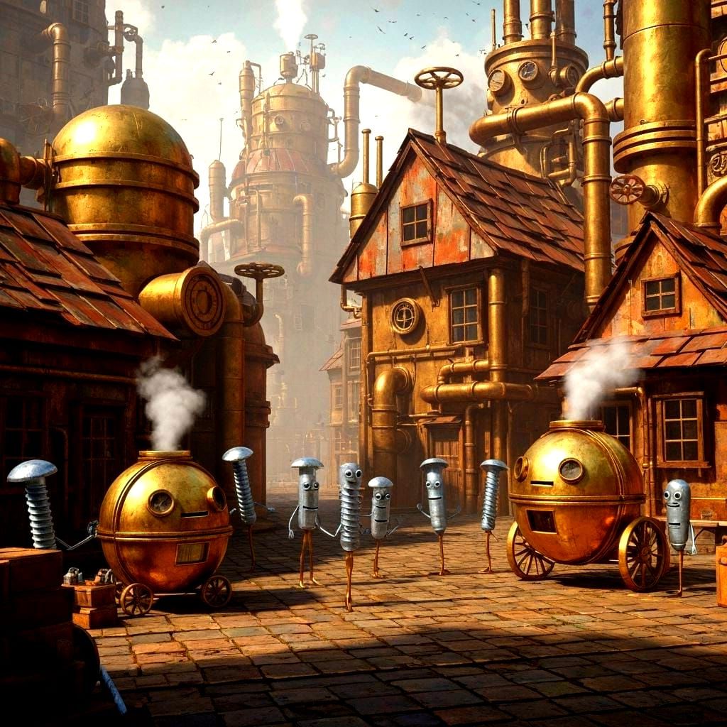 Steampunk City of Anthropomorphic Fasteners