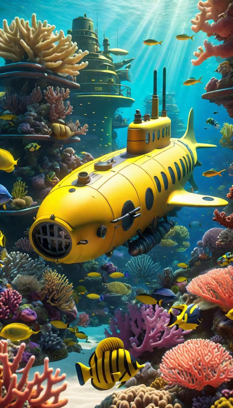 Dieselpunk Submarine Explores Vibrant Coral Reef